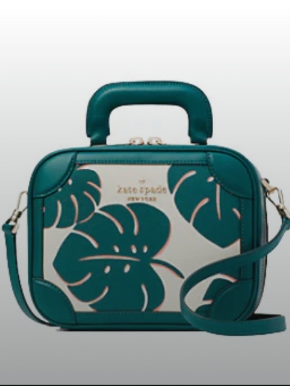 NWOT Kate Spade- Traveler Trunk Crossbody Bag (Cream-Multi 🤍💚) - Picture 2 of 9